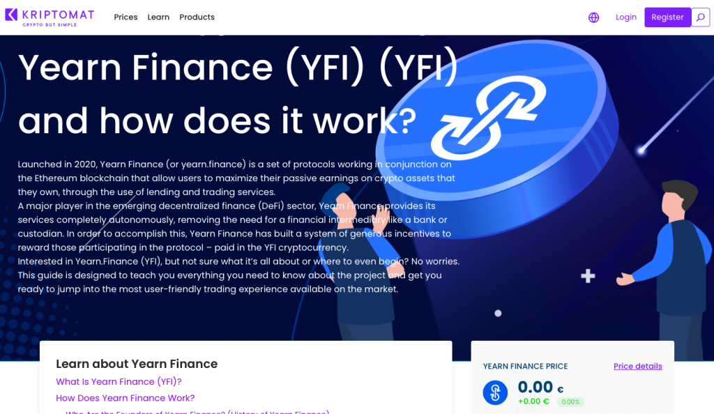 Yearn Finance platform for yield farming