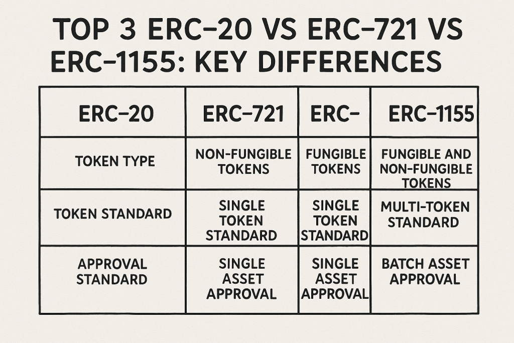 ERC-20 vs ERC-721 vs ERC-1155 Key Differences